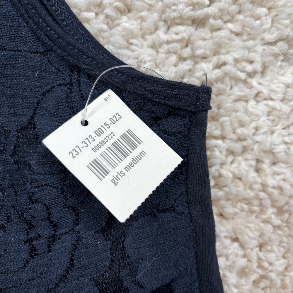 Abercrombie Kids Girls Navy Floral Lace Peplum Tank Top Sleeveless Medium M - Picture 3 of 7